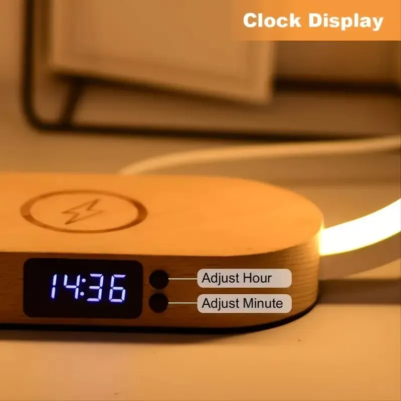Multifunctional wireless charger stand, LED desk lamp, alarm clock - Wireless Charger LED - Sky-cover