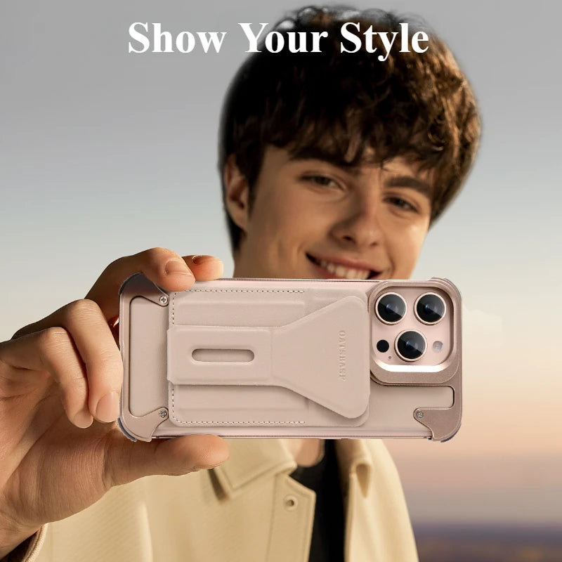 Luxury Magnetic Card Holder and Wireless Charging Phone Case for iPhone 16 Pro/16 Pro Max - Sky-cover