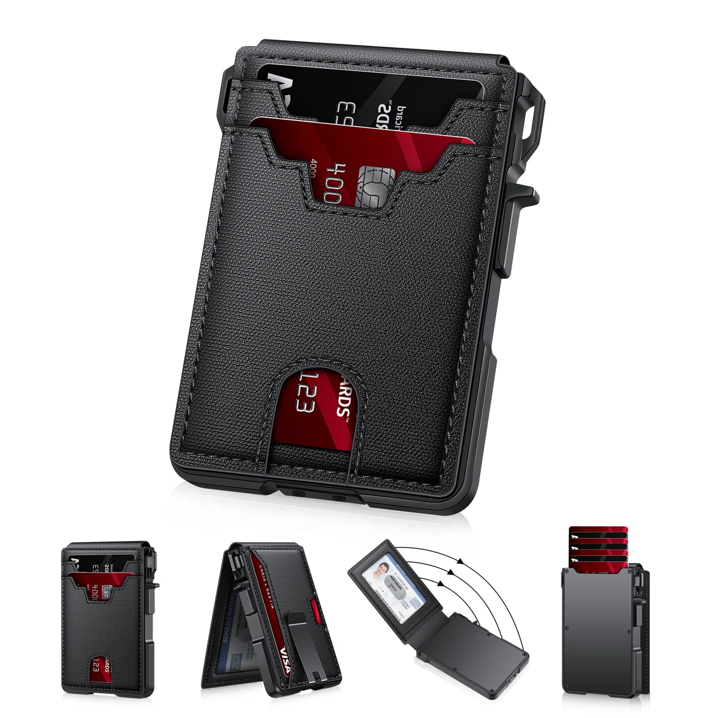 Wallet for Men - with Money Clip Slim Leather Slots Credit Card Holder RFID Blocking Bifold Minimalist Wallet, with Gift Box - Sky-cover