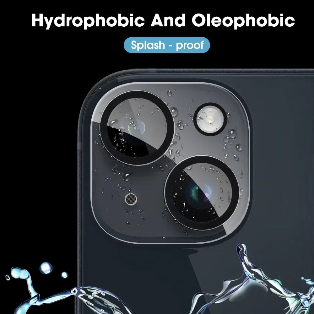 5pcs Tempered Glass for iPhone 16 15 14 13 Pro Max Plus Mini Camera Lens Protector Round Black Lens Protective Cover - Sky-cover