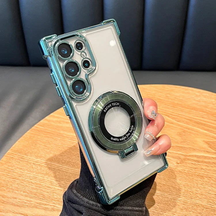 Luxury Clear Shockproof Magnetic Case for Samsung Galaxy S25 S24 Ultra S23 S22 Note 20 10 Plus with Lens Cover - Sky-cover