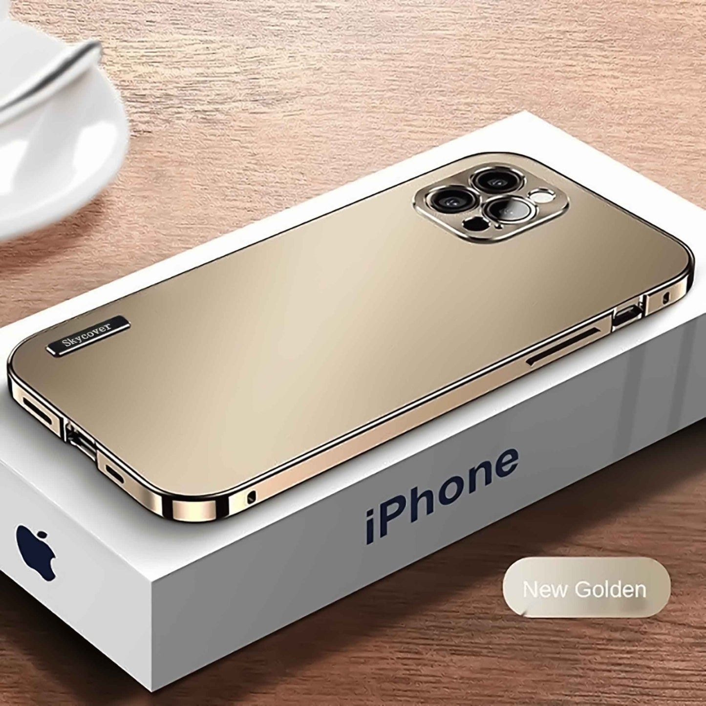 Aluminum Alloy Case Metal Magnetic and PC Matte back - Limitless 3.0 - Gold / For iPhone 15 Pro Max - Sky-cover