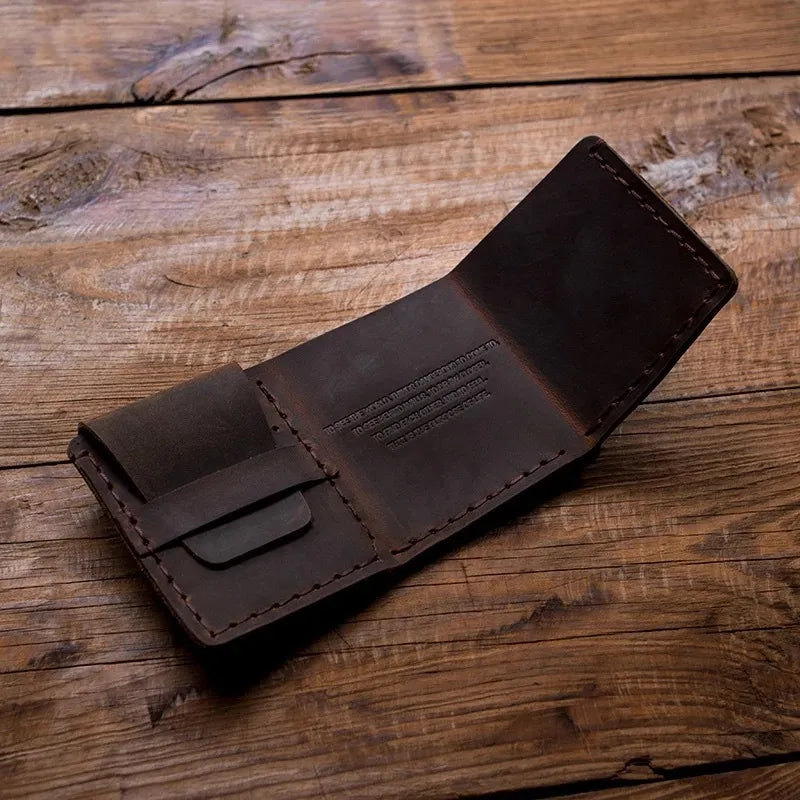 Vintage Men's Wallet Handmade Genuine Leather The Secret Life of Walter Mitty Same Style Short Wallet Money Clip for Men Father's Gift - Sky-cover