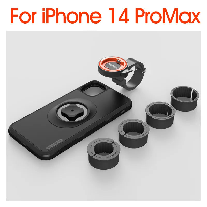 Motorcycle Phone Holder for All iPhone , Mountain Bike/Moto Handlebar Cell Phone Mount With Shockproof Case - Mount Kit For iphone 14 Pro Max / Black - Sky-cover