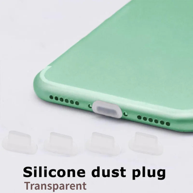 4 PCS Aluminum Alloy Anti Dust Plug for All iPhone Series and iPad AirPods - Silicone-Clean-4PCS - Sky-cover