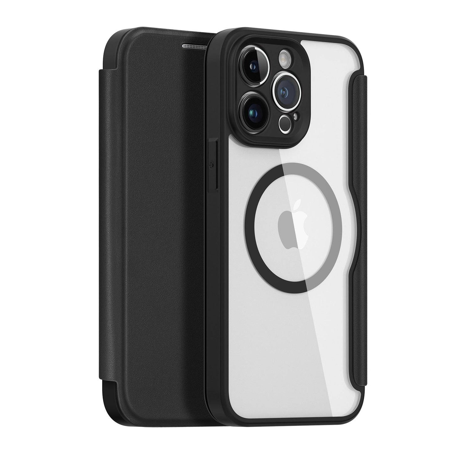 Magsafe Strong Magnetic Wireless Charging Wallet - Case Clear Back Sleeve Cover - Black / For iPhone 15 Pro Max - Sky-cover