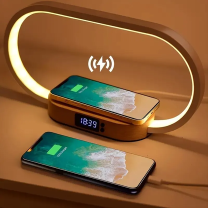 Multifunctional wireless charger stand, LED desk lamp, alarm clock - sky-cover