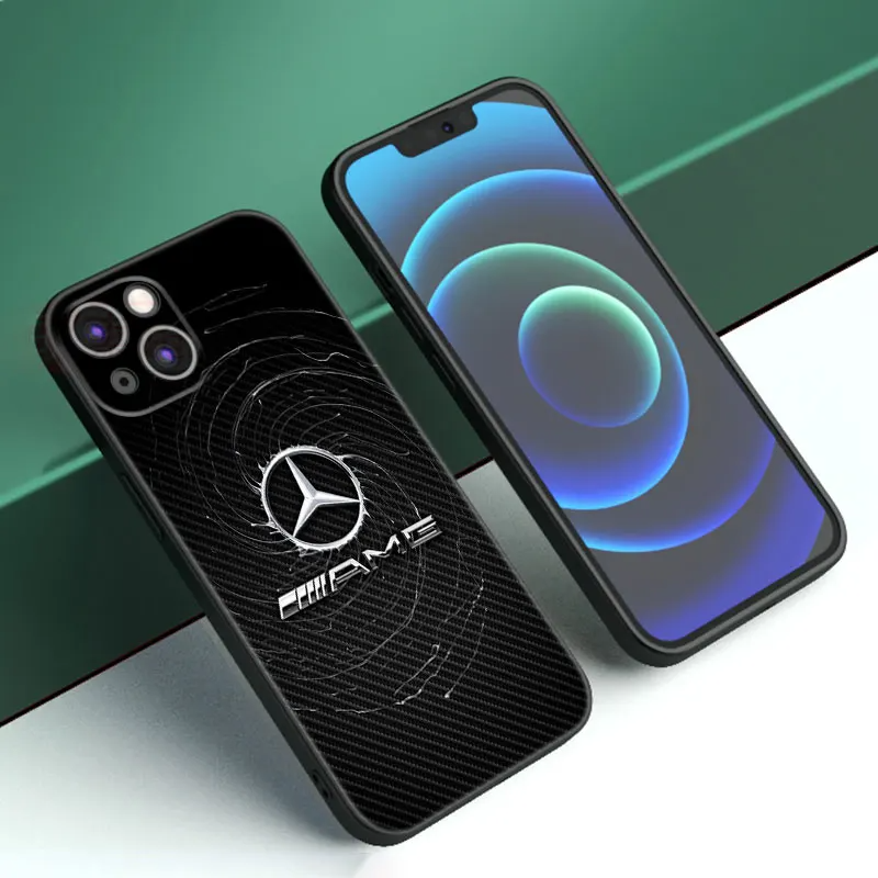 Luxury Benz Car Phone Case for Apple iPhone 15,14,13,12,11 Pro Max Black Silicone Case - AMG 03 / iPhone 15 Pro Max - sky-cover