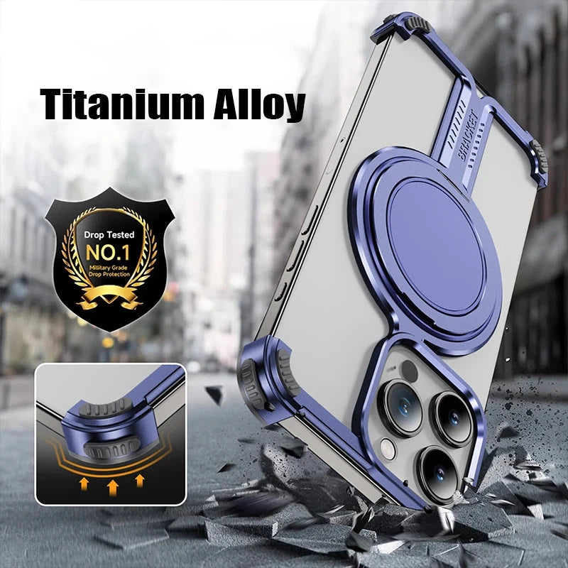 360° Rotating Titanium  Alloy Metal Magnetic Phone Case for All iPhone - SKYCOVER