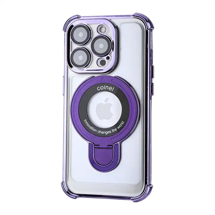 Luxury transparent shockproof cell phone case compatible with Magsafe wireless charging - Purple / NEW! iphone 15 pro max - sky-cover