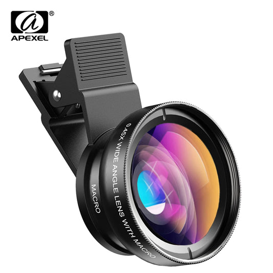 APEXEL 12.5x Macro & 0.45x Wide Angle Lens for iPhone, Samsung & More - Black - Sky-cover