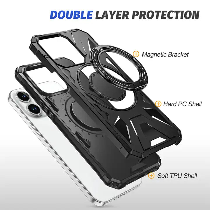 Armor Magsafe Case with Magnetic Mount for iPhone - Heavy Duty Shockproof Back Cove - sky-cover