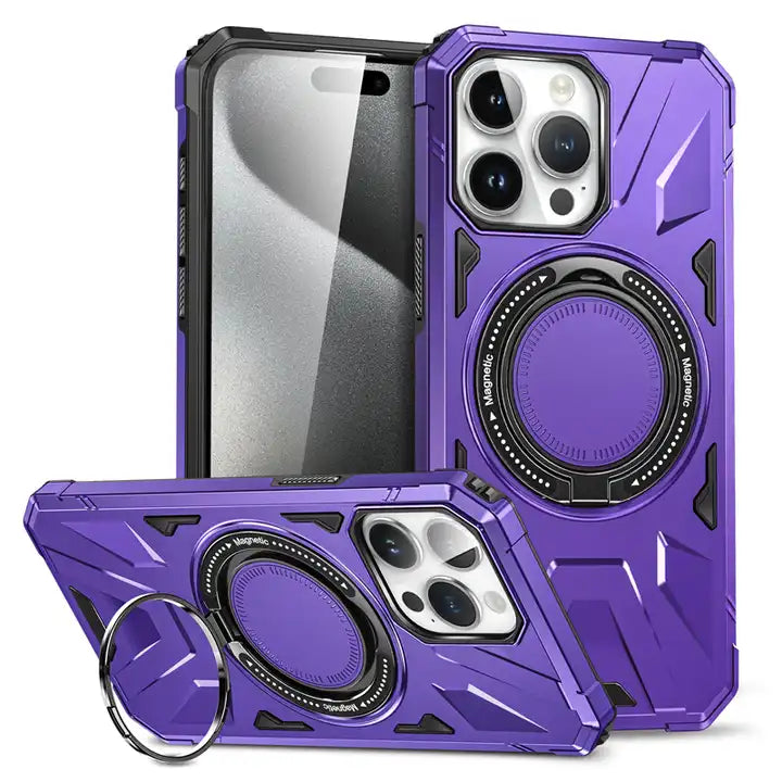 Armor Magsafe Case with Magnetic Mount for iPhone - Heavy Duty Shockproof Back Cove - Purpel / iphone 15 pro max - sky-cover