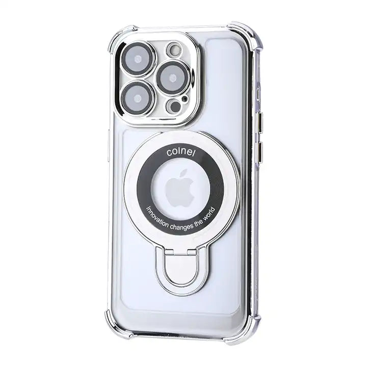 Luxury transparent shockproof cell phone case compatible with Magsafe wireless charging - silver / NEW! iphone 15 pro max - sky-cover