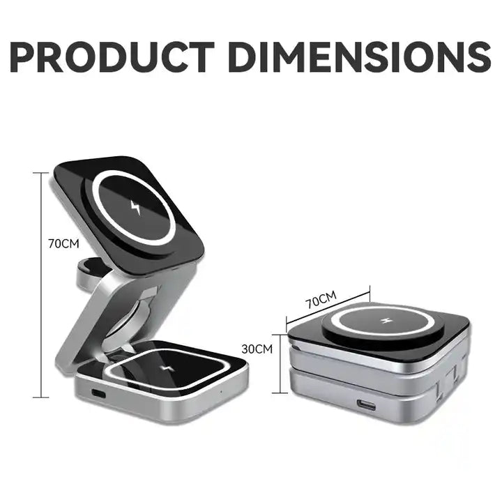 Aluminum Alloy 3 In 1 Foldable Magnetic Wireless Charger for iphone 15,14,13,12 AirPods 3/2 Station - sky-cover