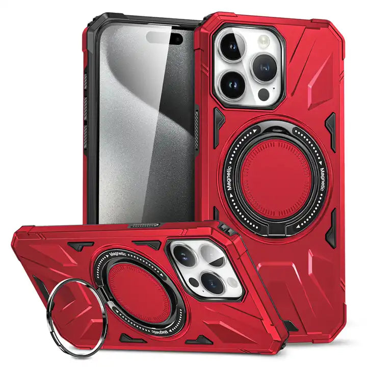 Armor Magsafe Case with Magnetic Mount for iPhone - Heavy Duty Shockproof Back Cove - Red / iphone 15 pro max - sky-cover