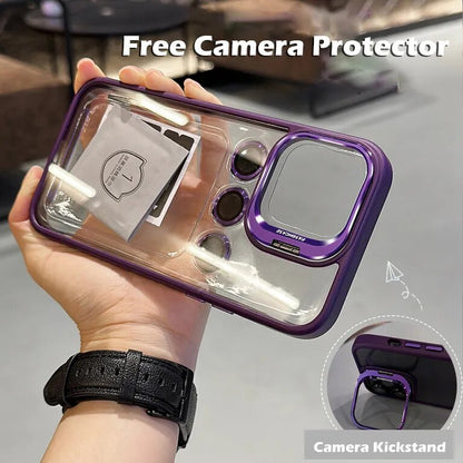 Luxury Metal Camera Protection Ring Lens Holder Case for iPhone - Dark Purple / For iPhone 14 - sky-cover