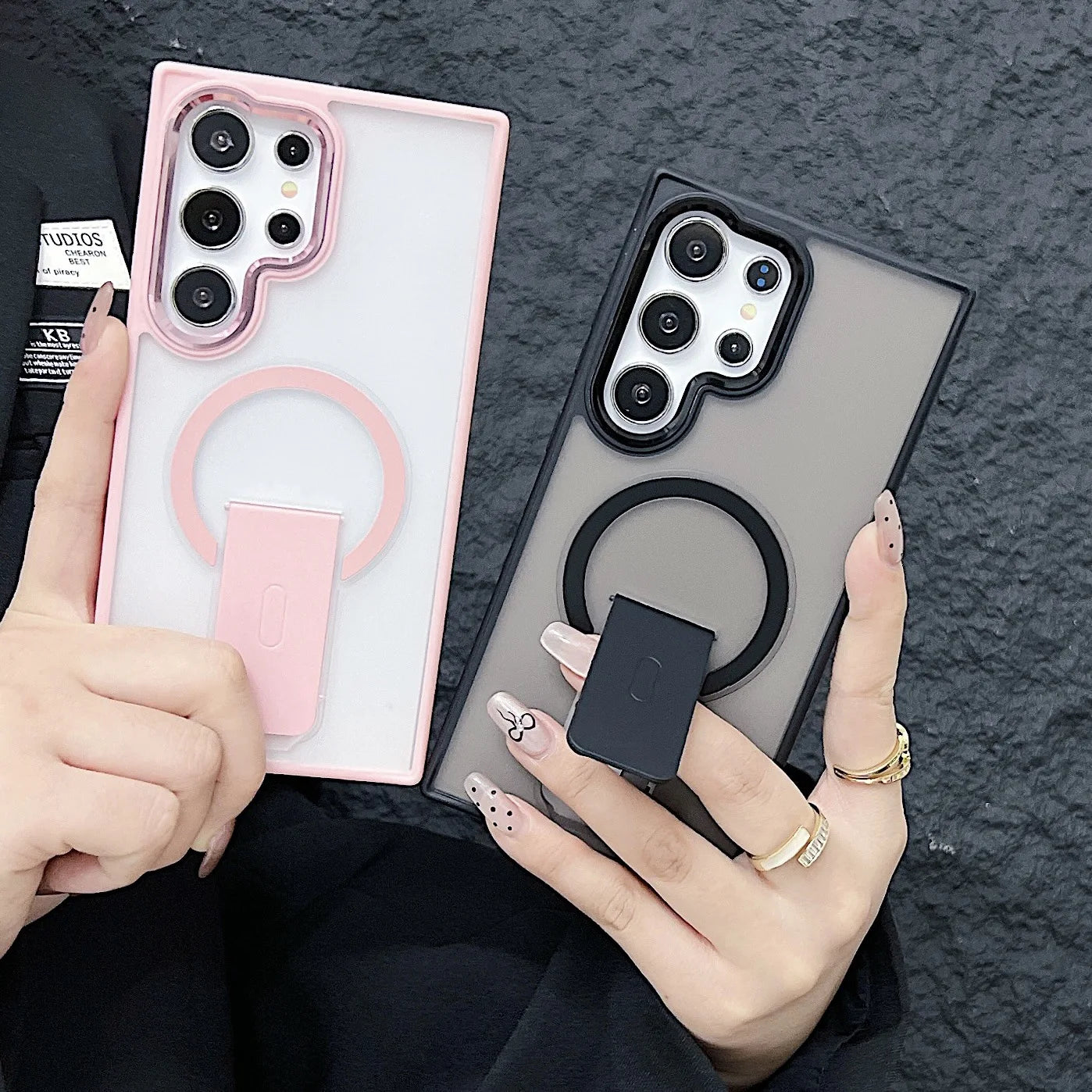 Matte for Magsafe Magnetic Phone Holder Bumper Case for Samsung Galaxy S24 S23 Ultra Plus Wireless Charge Shockrpoof Back Cover - Sky-cover