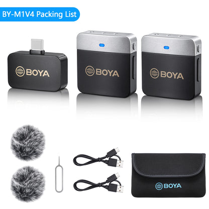 BOYA BY-M1V Wireless Condenser Microphone for Smartphones, PC, iPhone and Android Devices - BY-M1V4-Type-c - Sky-cover