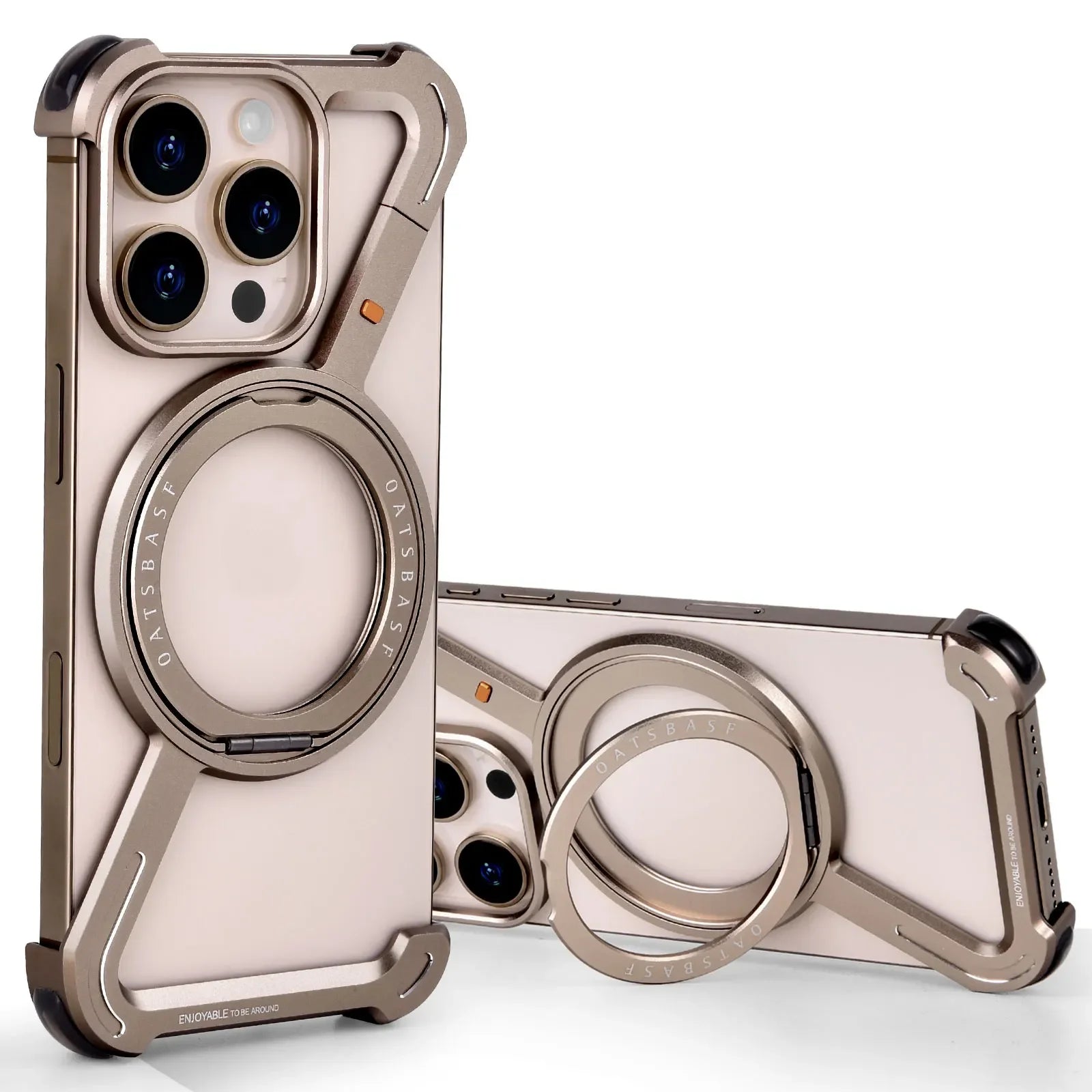 Luxury iPhone Case with Aluminum Alloy Frame and 360 Degree Rotating Metal Stand - skycover