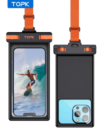 Waterproof Phone Pouch,[Underwater Screen Touchable] IPX8 Waterproof Phone Case Compatible for Mobile Phone Up to 7.0 inch - Sky-cover