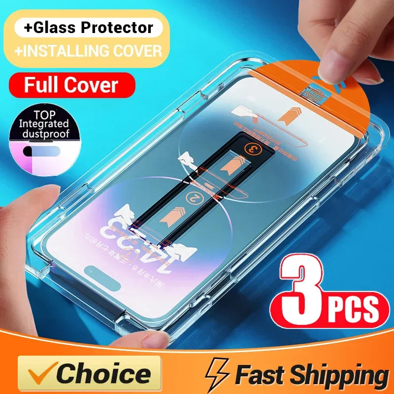 Oleophobic Coating Dust Free Easy Installation Screen Protector For iPhone 14 11 13 12 15 Pro Max Mini XS X XR 17 16 Plus Glass - Sky-cover