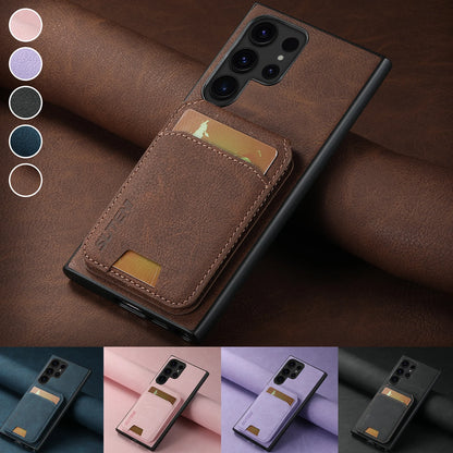 SUTENI Leather Wallet Card Holder Phone Cases For Samsung Galaxy S24 S23 Ultra S22 Plus Note20 - Sky-cover