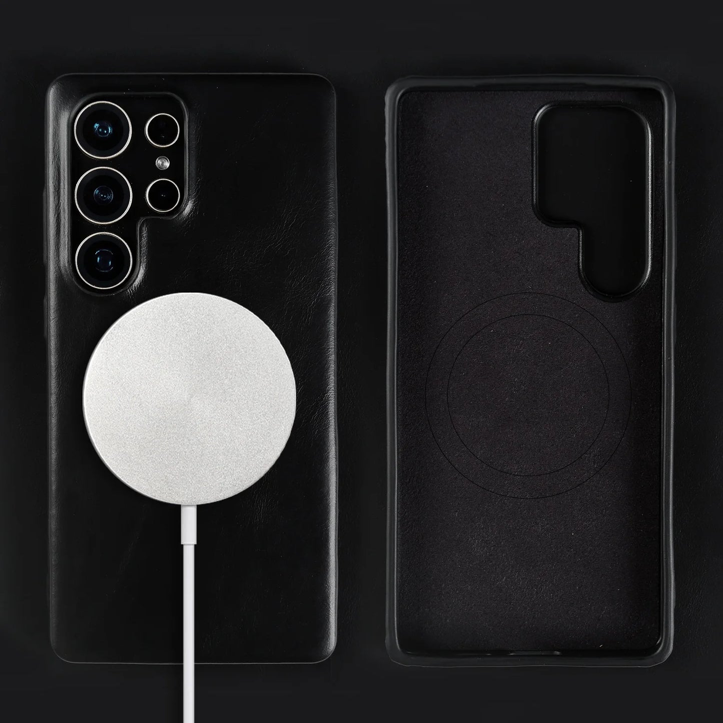 Genuine Leather Magnetic Case for Samsung Galaxy S25 / S24 Series – MagSafe Compatible, Full Coverage - Sky-cover