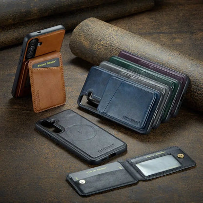 Leather Wallet Case 2 in 1 Detachable Magnetic Holder For Samsung