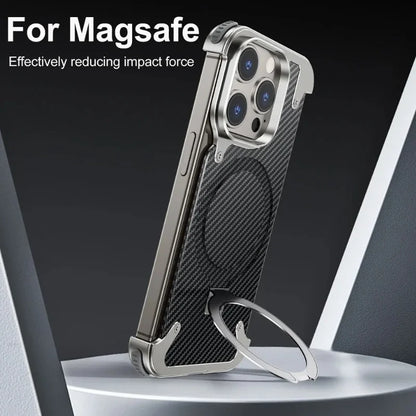 MagSafe Metal Magnetic Phone Holder Case for iPhone 15 14 Pro Max Aluminum Alloy Carbon Fiber Anti-collision - Sky-cover
