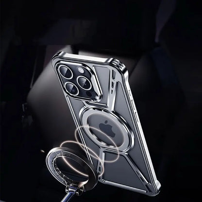 Aluminum Alloy Magnetic Case Cover for iPhpne 16 15 14 Pro max with Invisible Metal Holder - Sky-cover