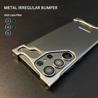 Luxury Irregular Aluminum Alloy Mobile Phone Case For Samsung S23 S24 Ultra Plus - Black / For Galaxy S23 - Sky-cover