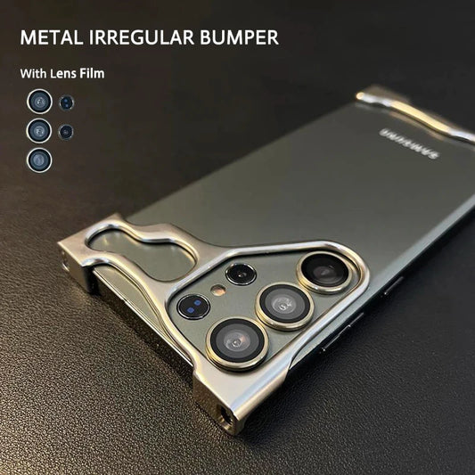 Luxury Irregular Aluminum Alloy Mobile Phone Case For Samsung S23 S24 Ultra Plus With Lens Protective Film Shockproof Metal Cover - SKYCOVER