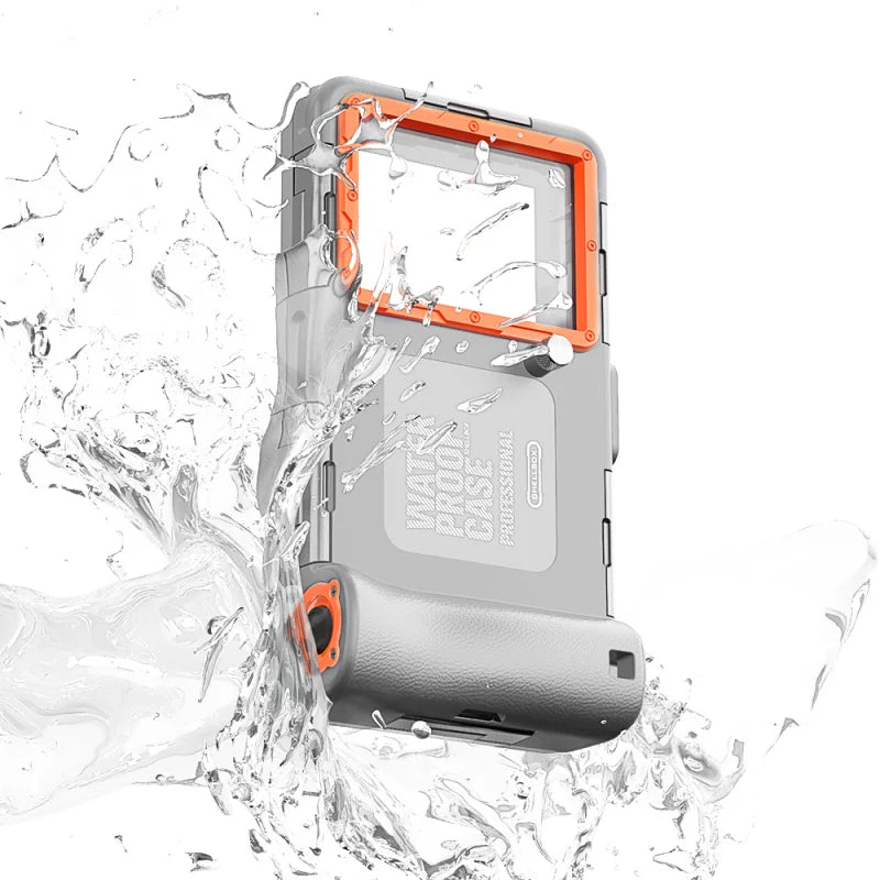 Professional Diving Phone Case for iPhone 15 14 13 12 Pro Max Underwater Waterproof Case for Samsung S22 S23 - Orange - Sky-cover