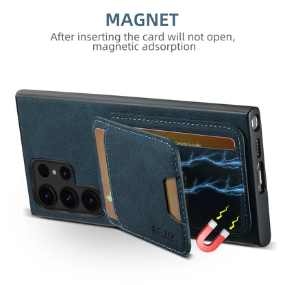 SUTENI Leather Wallet Card Holder Phone Cases For Samsung Galaxy S24 S23 Ultra S22 Plus Note20 - Sky-cover