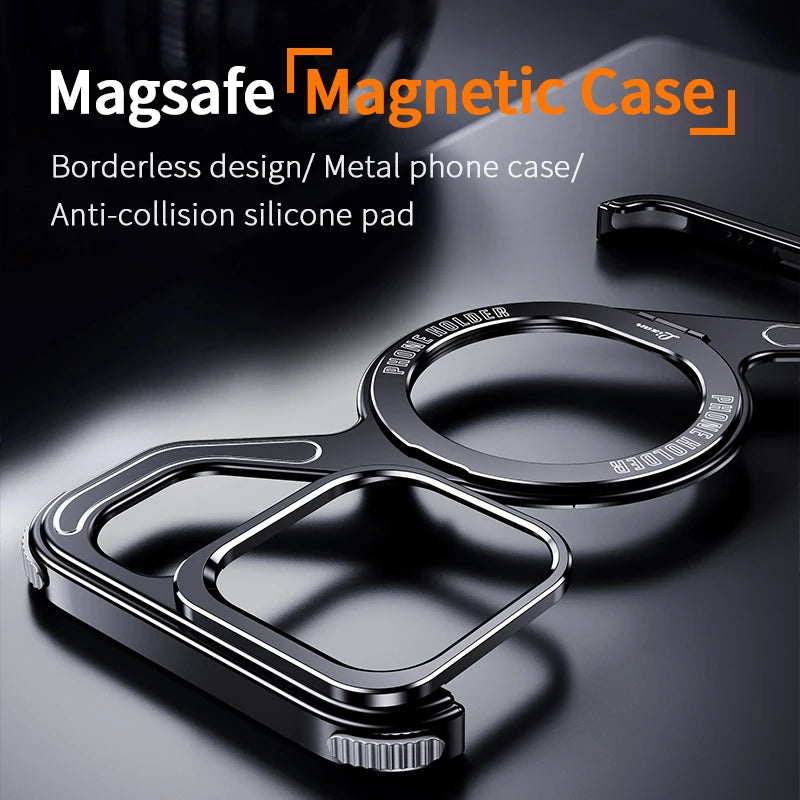 Luxury Metal Z Shape Magnetic Stand Phone Case For iPhone 13 14 15 Pro Max - SKYCOVER