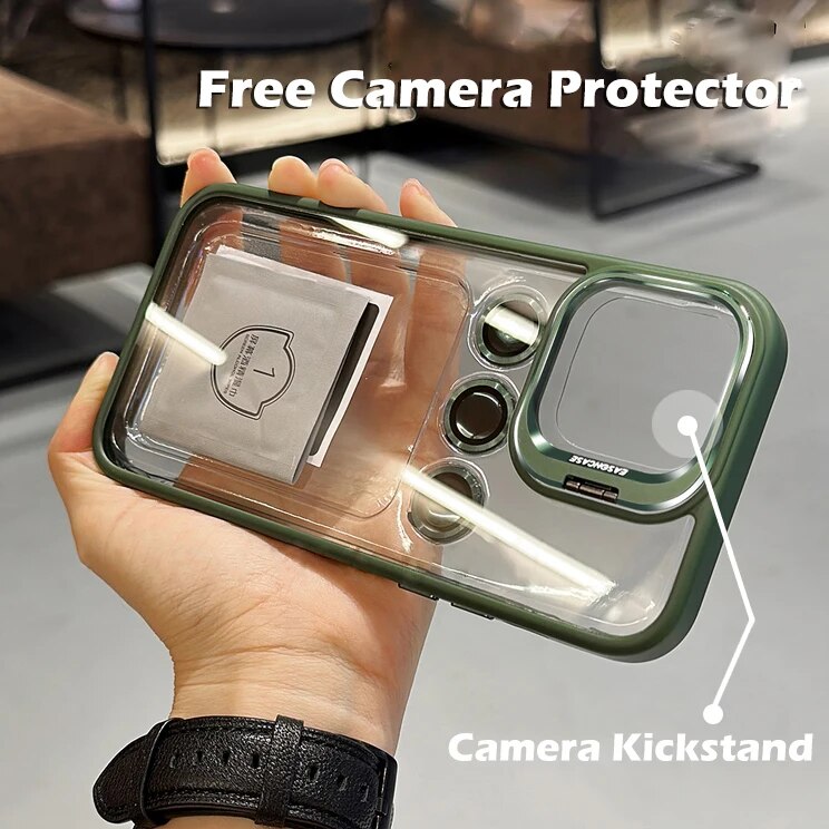 Luxury Metal Camera Protection Ring Lens Holder Case for iPhone - Dark Green / For iPhone 14 - sky-cover
