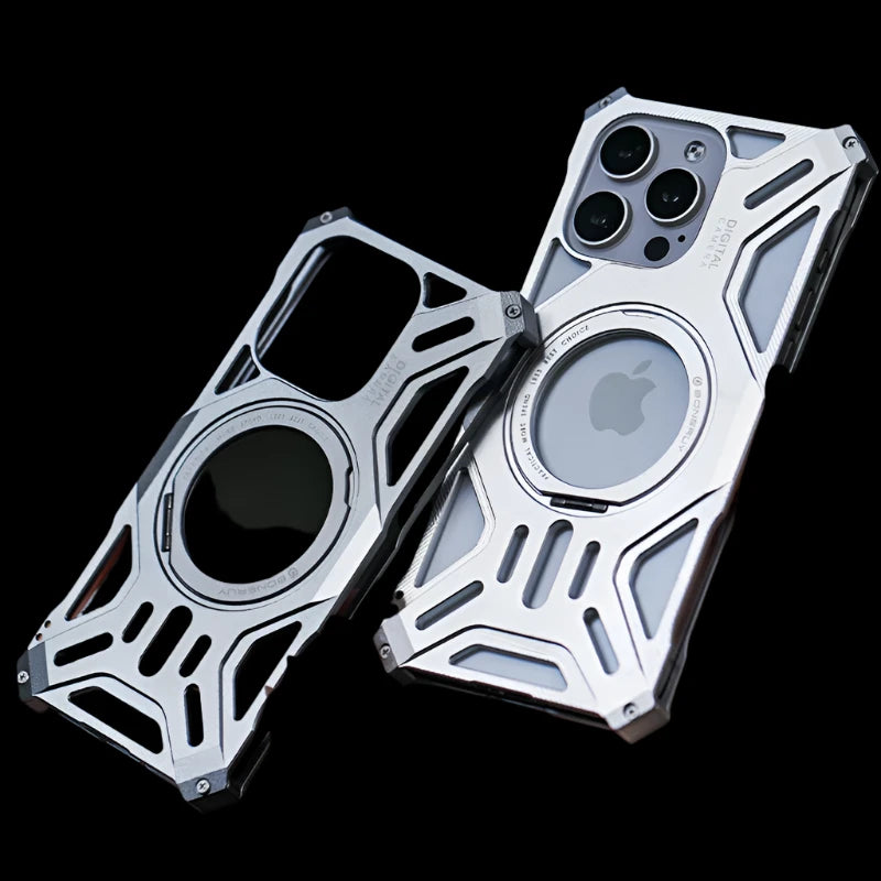 Luxury Metal Dissipation Magnetic Stand Phone Case For iPhone 15 14 13 series - SKYCOVER