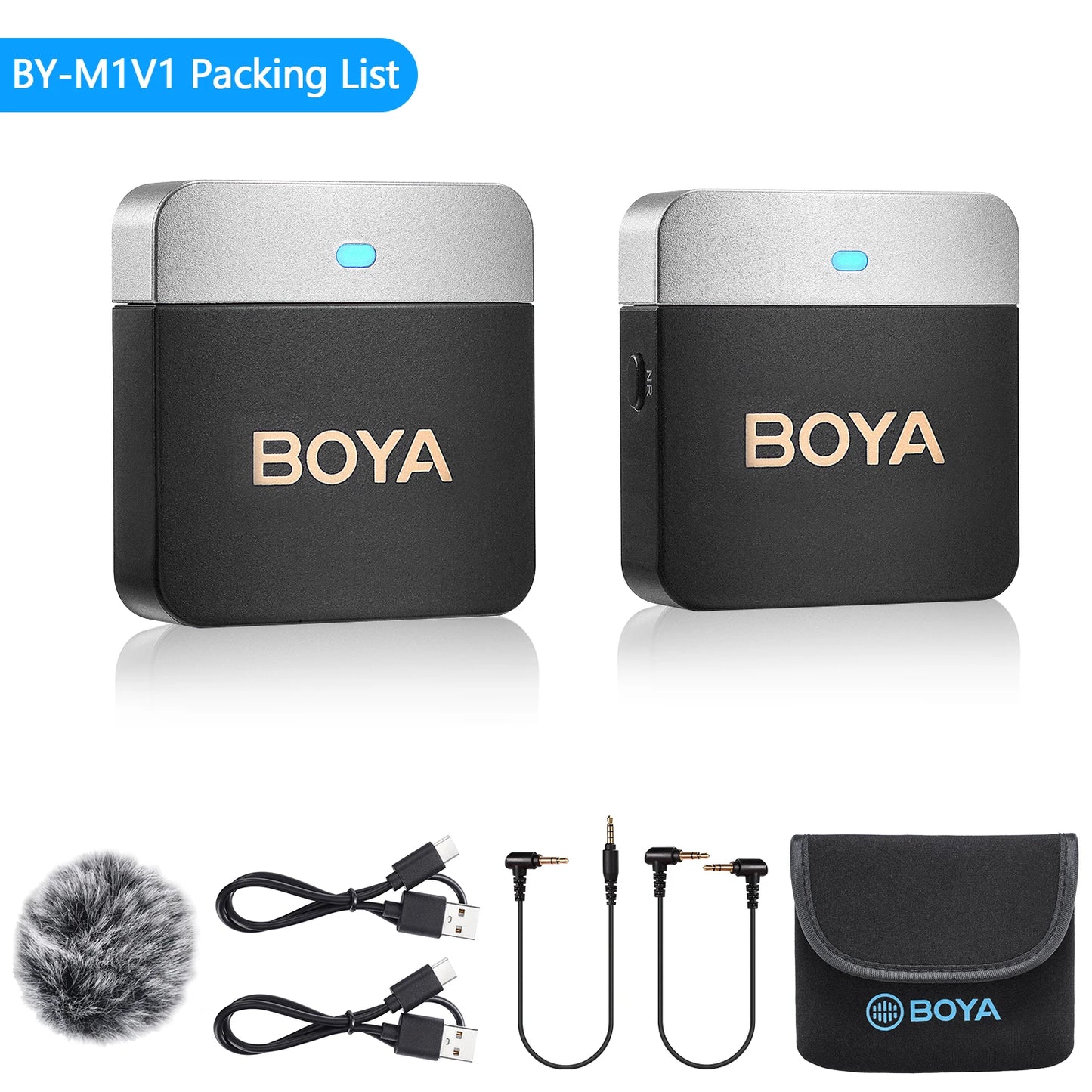 BOYA BY-M1V Wireless Condenser Microphone for Smartphones, PC, iPhone and Android Devices - BY-M1V1 - Sky-cover