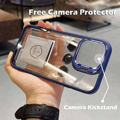 Luxury Metal Camera Protection Ring Lens Holder Case for iPhone - Navy / For iPhone 14 - sky-cover