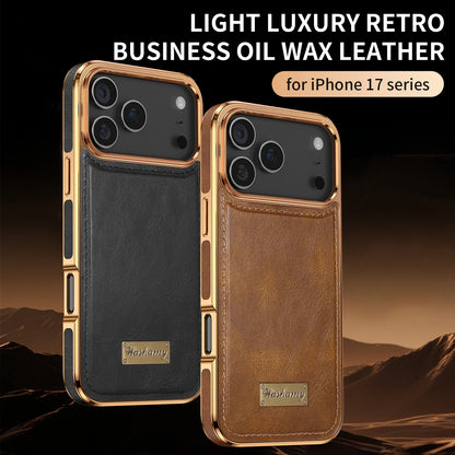 Luxury Leather Flip Phone Case with Slim Metal Holder for iPhone - Sky-cover