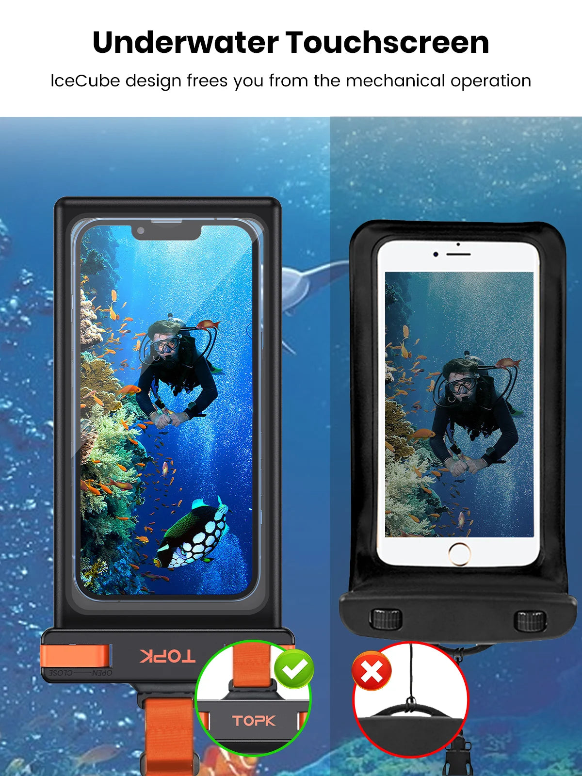 Waterproof Phone Pouch,[Underwater Screen Touchable] IPX8 Waterproof Phone Case Compatible for Mobile Phone Up to 7.0 inch - Sky-cover