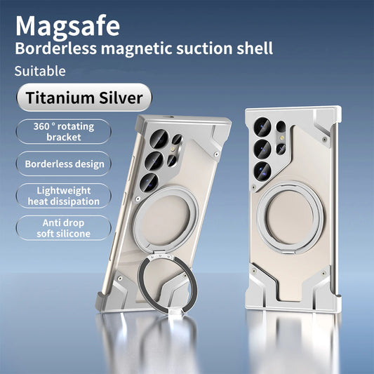 Magnetic Aluminum Alloy Magsafe Case for Samsung Galaxy S24 Ultra S23 Ultra S22 - Silver / For Galaxy S24 Ultra / aluminum - Sky-cover