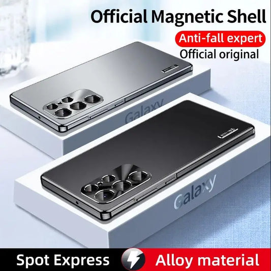 Magnetic Metal Case for Samsung Galaxy S24 S23 S22 S21 Ultra, Ultra Slim Aluminum Alloy Protective Back Cover - Sky-cover