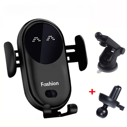 Wireless Charger - Mobile Phone Holder - Automatic Sensor Car Holder - Black 2 - sky-cover
