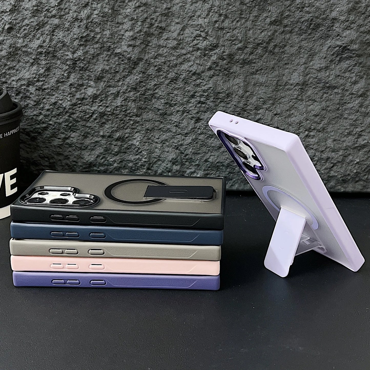 Matte for Magsafe Magnetic Phone Holder Bumper Case for Samsung Galaxy S24 S23 Ultra Plus Wireless Charge Shockrpoof Back Cover - Sky-cover