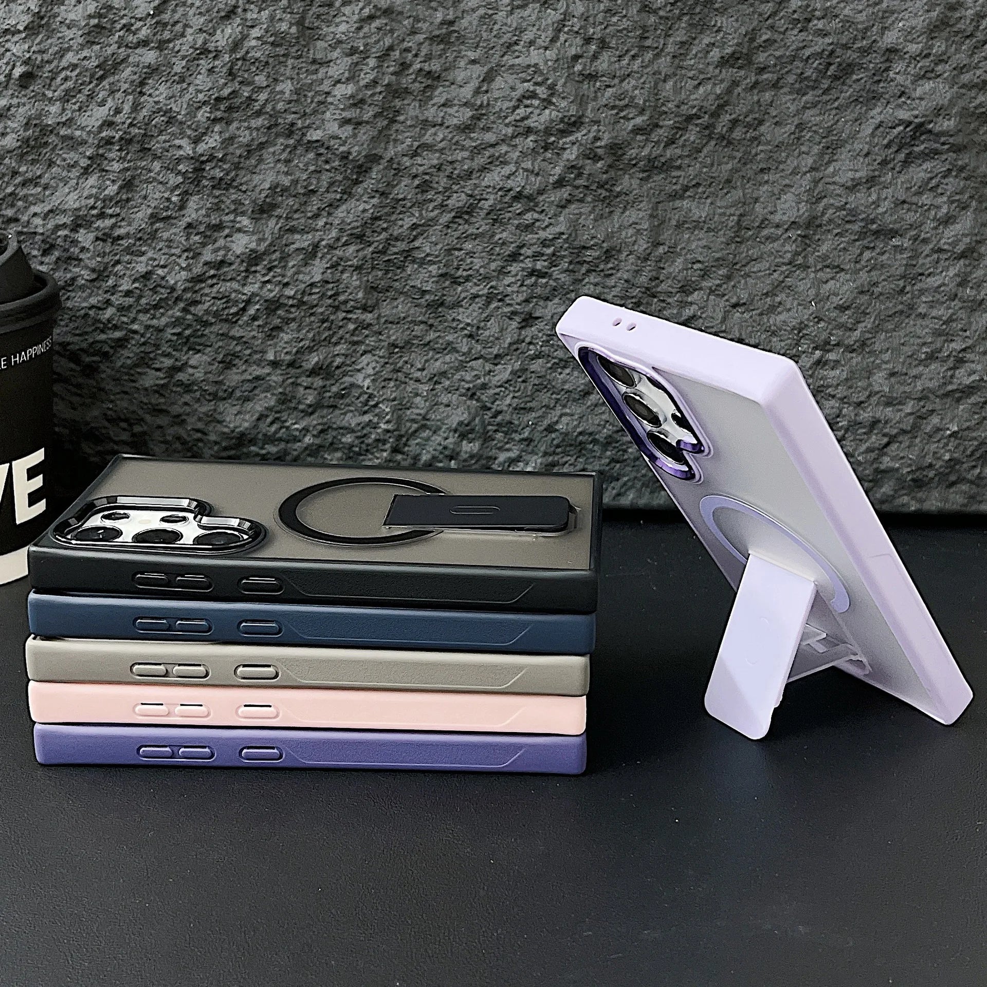 Matte for Magsafe Magnetic Phone Holder Bumper Case for Samsung Galaxy S24 S23 Ultra Plus Wireless Charge Shockrpoof Back Cover - Sky-cover