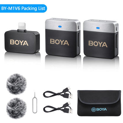 BOYA BY-M1V Wireless Condenser Microphone for Smartphones, PC, iPhone and Android Devices - BY-M1V6-iPhone - Sky-cover