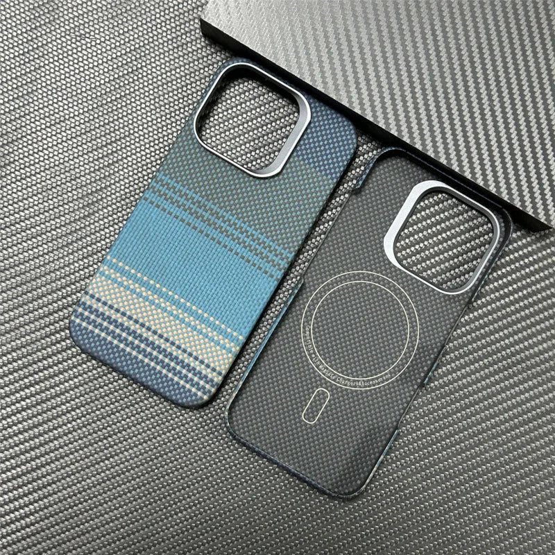 Real Pure Carbon Fiber Air Case Lightweight Aramid fiber cover for iPhone 15 16 Plus Pro Max Ultra Thin Case with MagSafe - Sky-cover