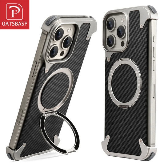 MagSafe Metal Magnetic Phone Holder Case for iPhone Made of Aluminum Alloy and Carbon Fiber - Sky-cover